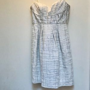 BCBG MaxAzria White Strapless Midi Cocktail Dress